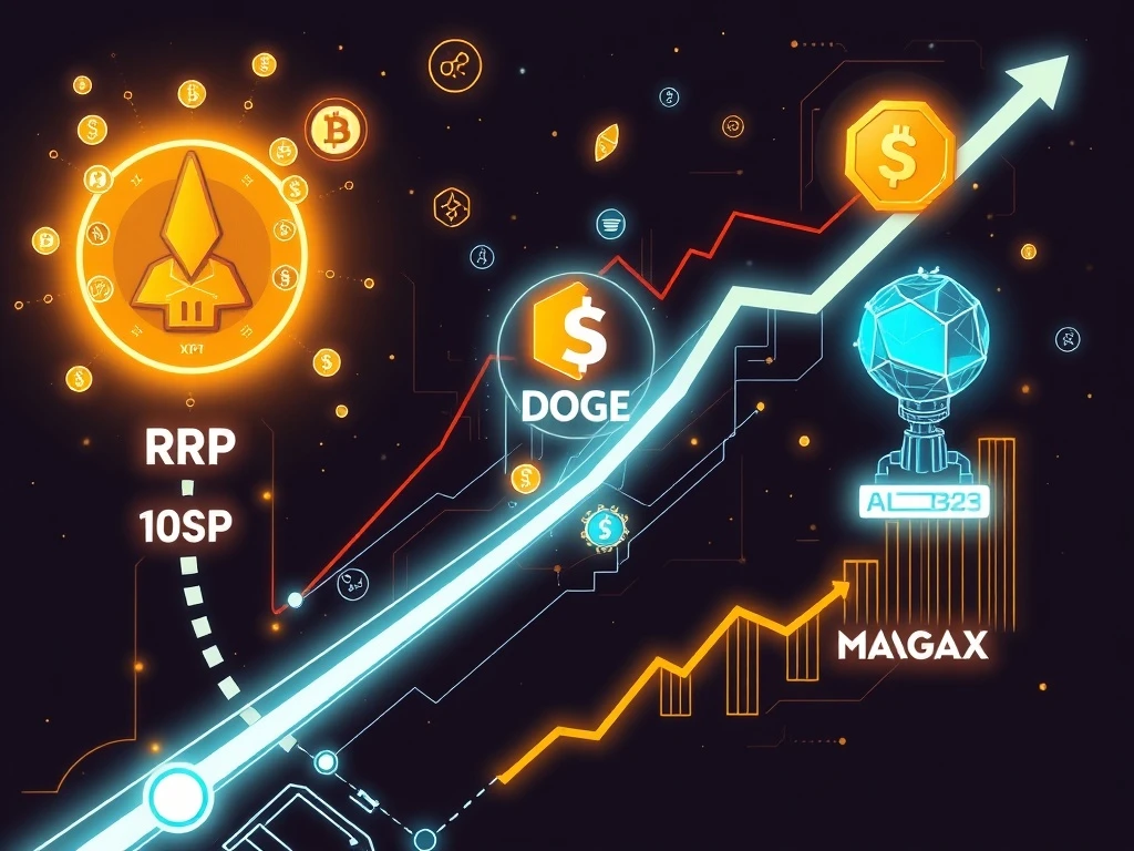 Comparative analysis showing three cryptocurrency paths to exponential growth in 2025