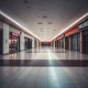 Empty mall corridor showing multiple store closures and retail decline
