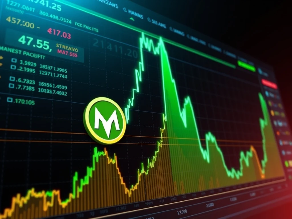 MANA cryptocurrency dramatic price surge chart showing massive 281% growth spike