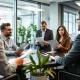 Professional team managing workplace allegation disputes in corporate meeting