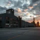 US manufacturing company filing Chapter 11 bankruptcy with empty factory and financial documents
