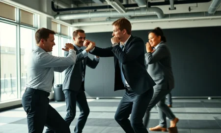 Mark Zuckerberg demonstrating MMA techniques to Meta executives during corporate training session