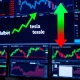 Market wrap today showing stock performance charts with Alphabet and Tesla gains versus Texas Instruments decline
