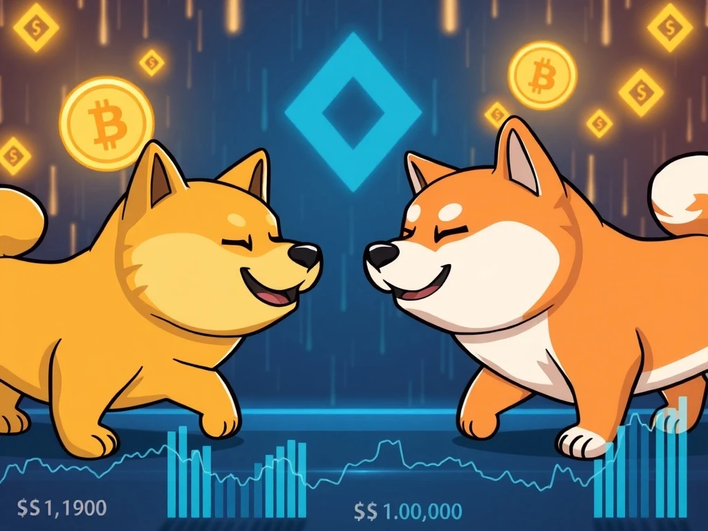 Meme coin market battle between Dogecoin and Shiba Inu showing cryptocurrency competition