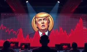 Meme coin volatility shown through crashing political token charts with investor concern