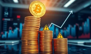 Corporate Bitcoin accumulation strategy showing leveraged investment approach with risk indicators