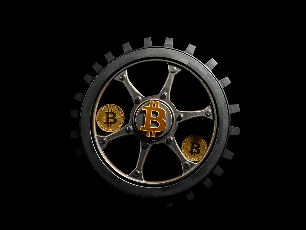 Reverse Bitcoin accumulation flywheel mechanism showing financial strategy challenges