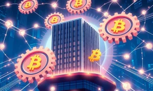 Critical analysis of Metaplanet's Bitcoin treasury strategy showing financial gears and Bitcoin integration