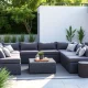 A comfortable modular patio sectional set up in a backyard, highlighting its versatility and the incredible Walmart deal.