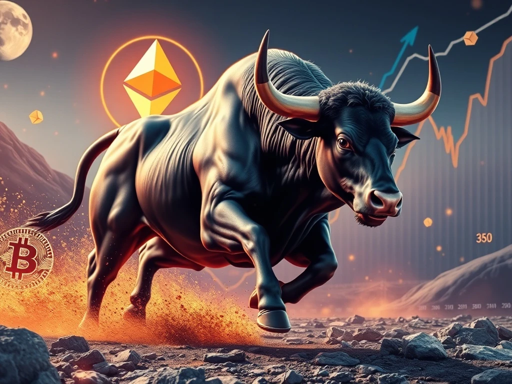 MoonBull cryptocurrency charging through blockchain with Ethereum integration and massive growth potential