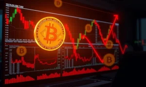 MSTR stock price chart showing sharp decline amid Bitcoin market volatility and derivative pressure