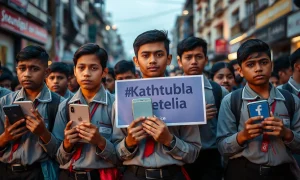 Nepal social media ban protest showing youth demonstrators demanding digital freedom