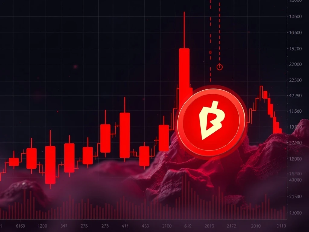 Dramatic OGN cryptocurrency price crash showing extreme volatility and market uncertainty