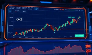 OKB perpetual futures trading dashboard showing 20x leverage options on OKX exchange