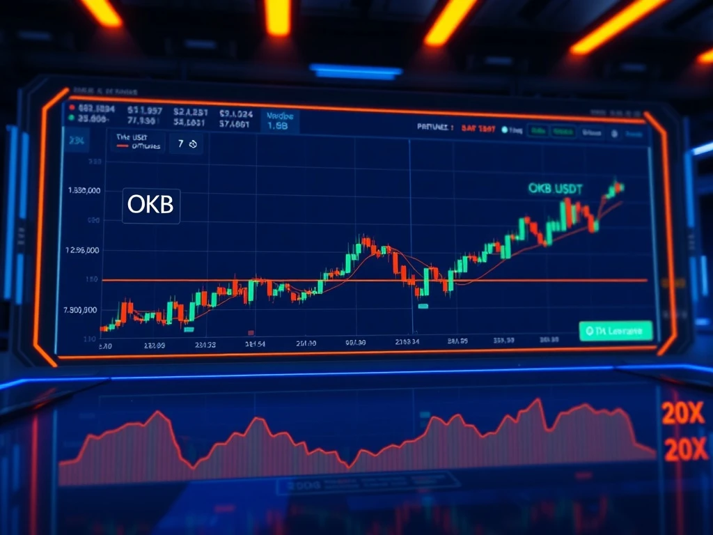 OKB perpetual futures trading dashboard showing 20x leverage options on OKX exchange