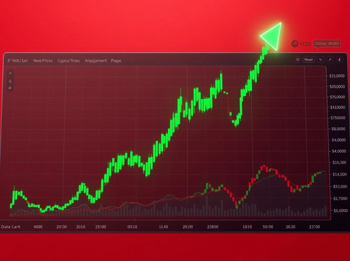 OM cryptocurrency price chart showing dramatic 229% surge amid extreme market volatility