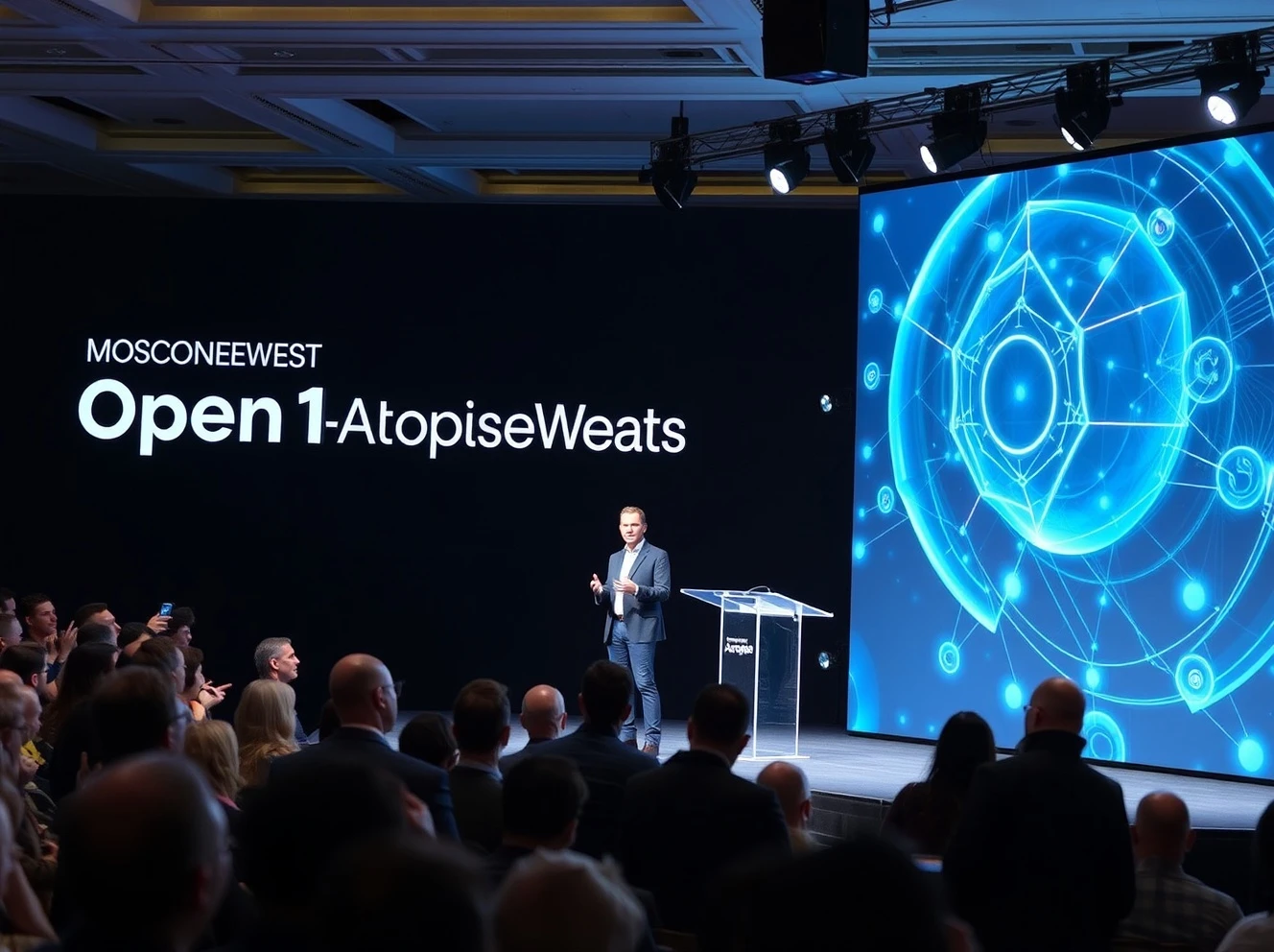Thomas Wolf discussing open AI development at StockPil Disrupt 2025 conference