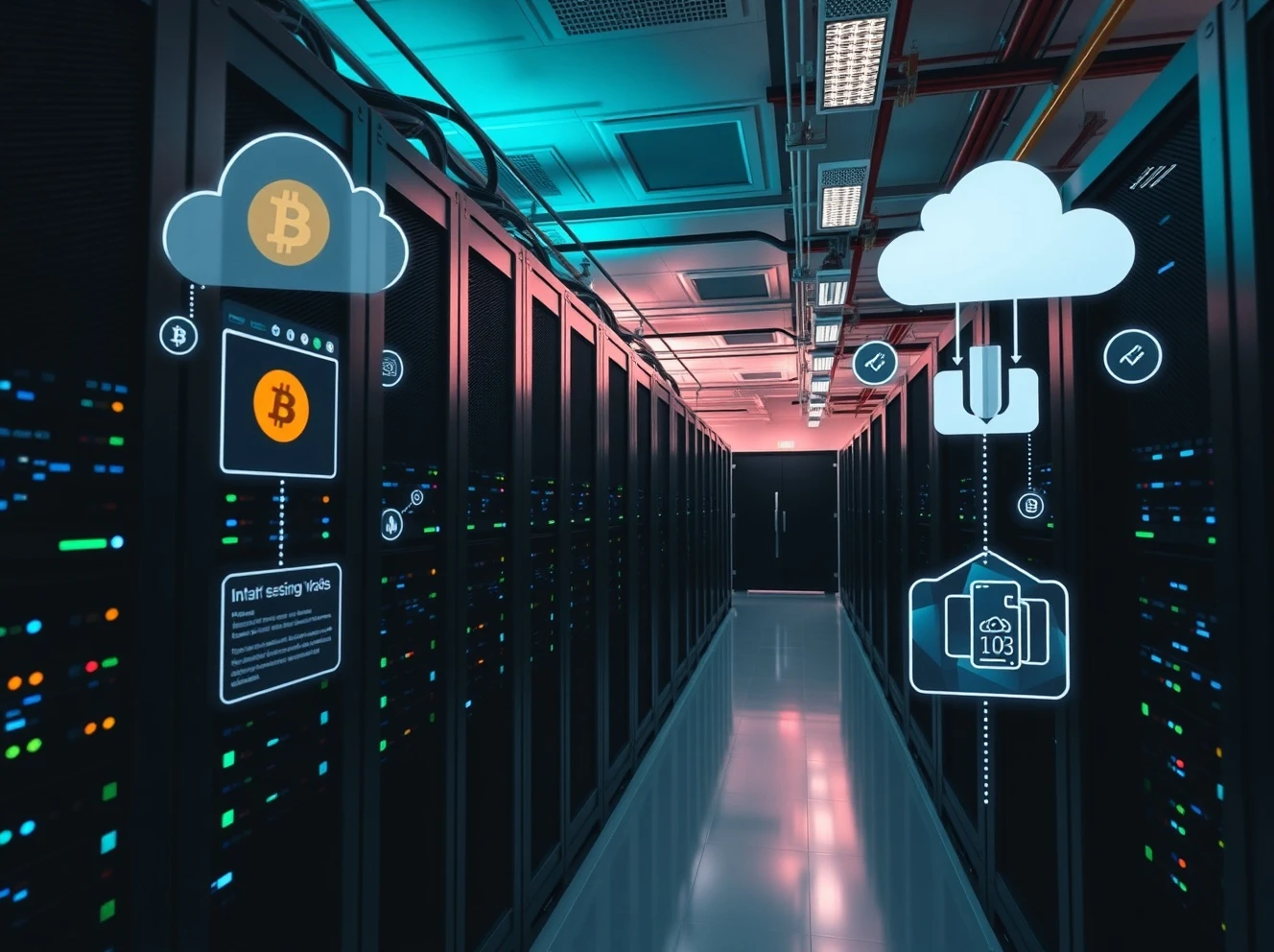 Open Miner cloud mining ecosystem showing sustainable cryptocurrency mining operations with blockchain technology