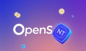 OpenSea NFT fees increase announcement with percentage charts and digital artwork
