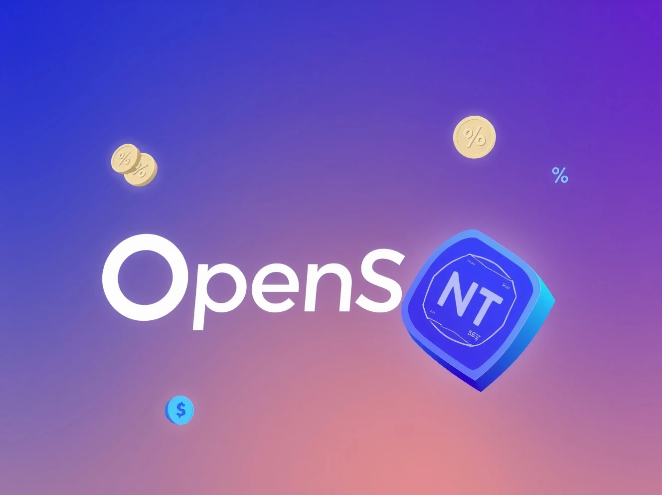 OpenSea NFT fees increase announcement with percentage charts and digital artwork