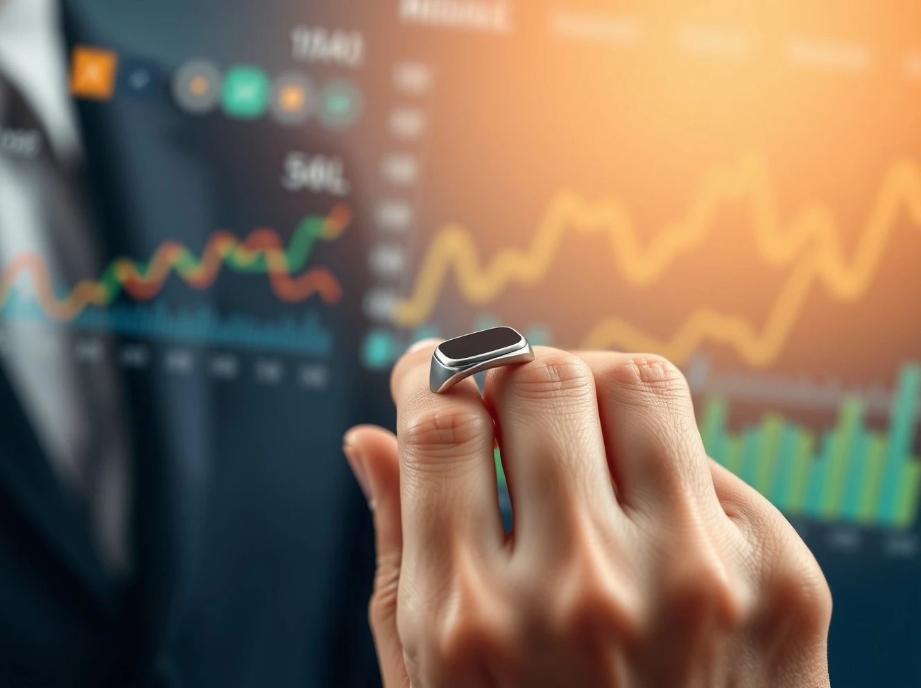 Oura Ring smart wearable showing health metrics and financial growth