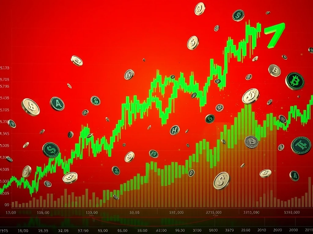 Dramatic OXT price surge chart showing extreme cryptocurrency volatility