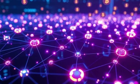 AI-driven blockchain network transforming cryptocurrency with predictive analytics and decentralized infrastructure