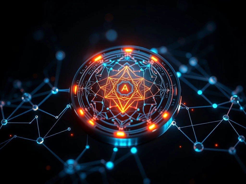Ozak AI presale token with neural network connections representing AI blockchain growth potential