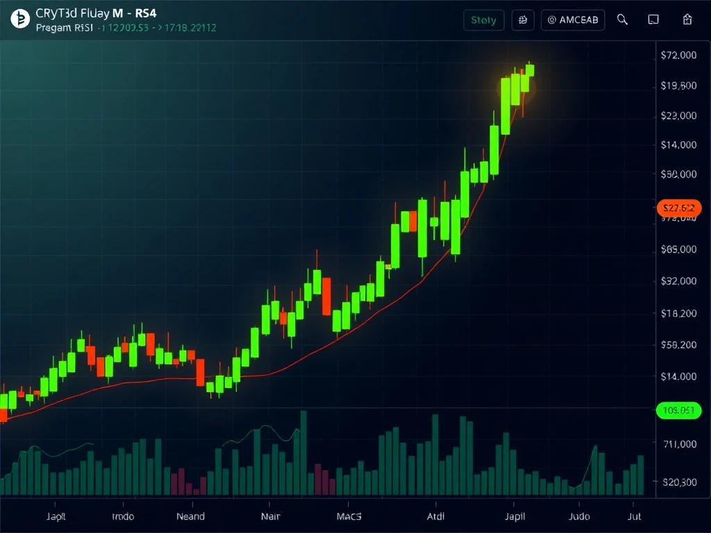 PARTI cryptocurrency price chart showing explosive bullish momentum with technical indicators