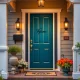 Beautifully personalized front door showcasing unique style and welcoming entrance with custom hardware and color