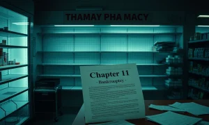 Pharmacy chain Chapter 11 bankruptcy documents showing financial distress and store closures