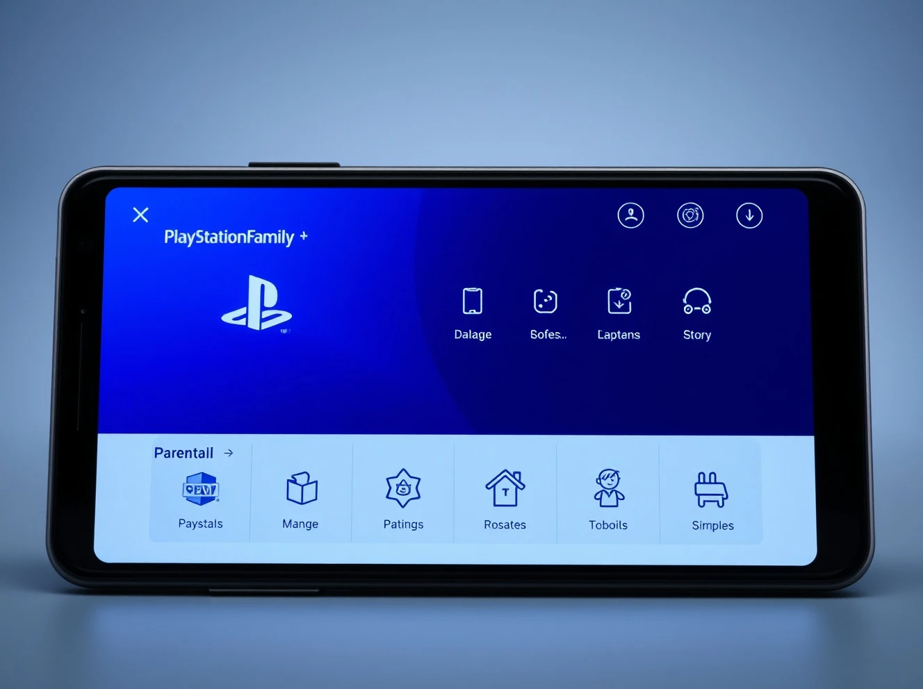 PlayStation Family parental controls app interface showing child gaming management and safety features