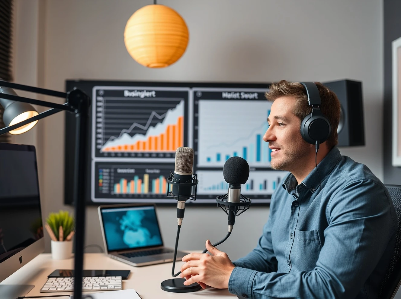 Small business owner using podcasting for client acquisition and business growth