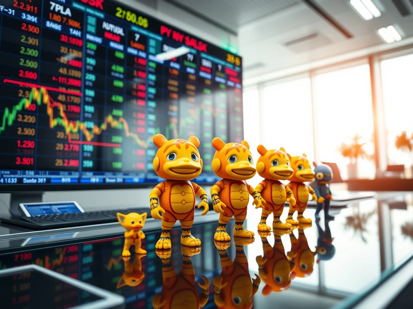 Pop Mart Hong Kong index success story featuring Labubu collectibles alongside market performance charts