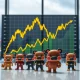 Pop Mart stock performance chart with Labubu collectible figures representing market success