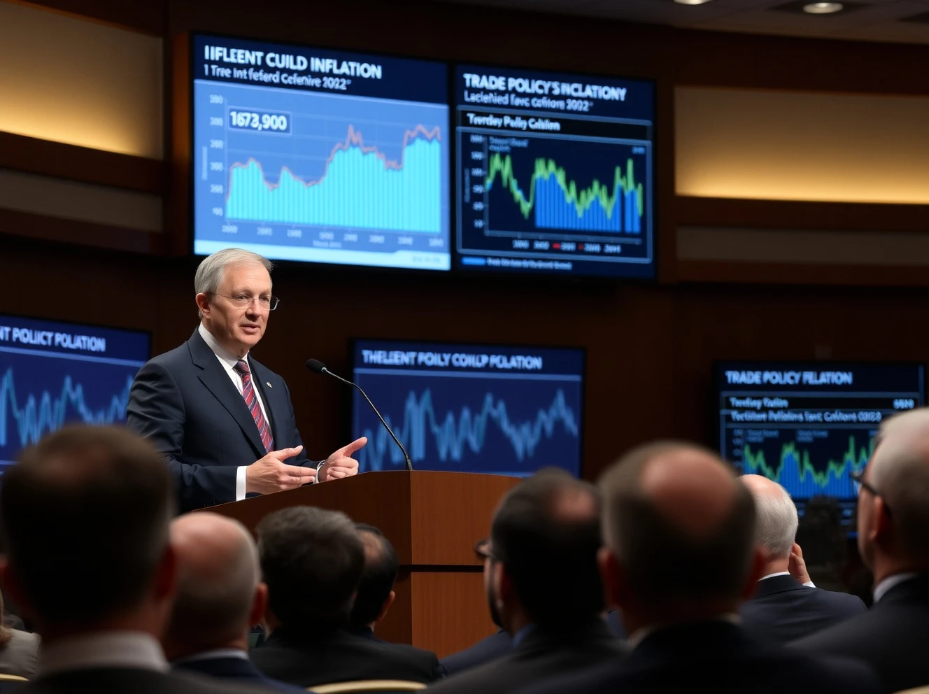 Jerome Powell discussing temporary tariff-driven inflation at Federal Reserve conference