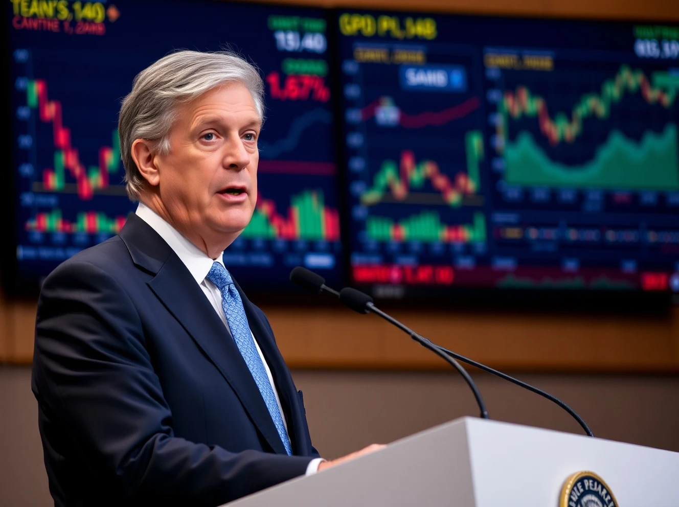 Jerome Powell discussing tariffs and inflation impact at Federal Reserve meeting