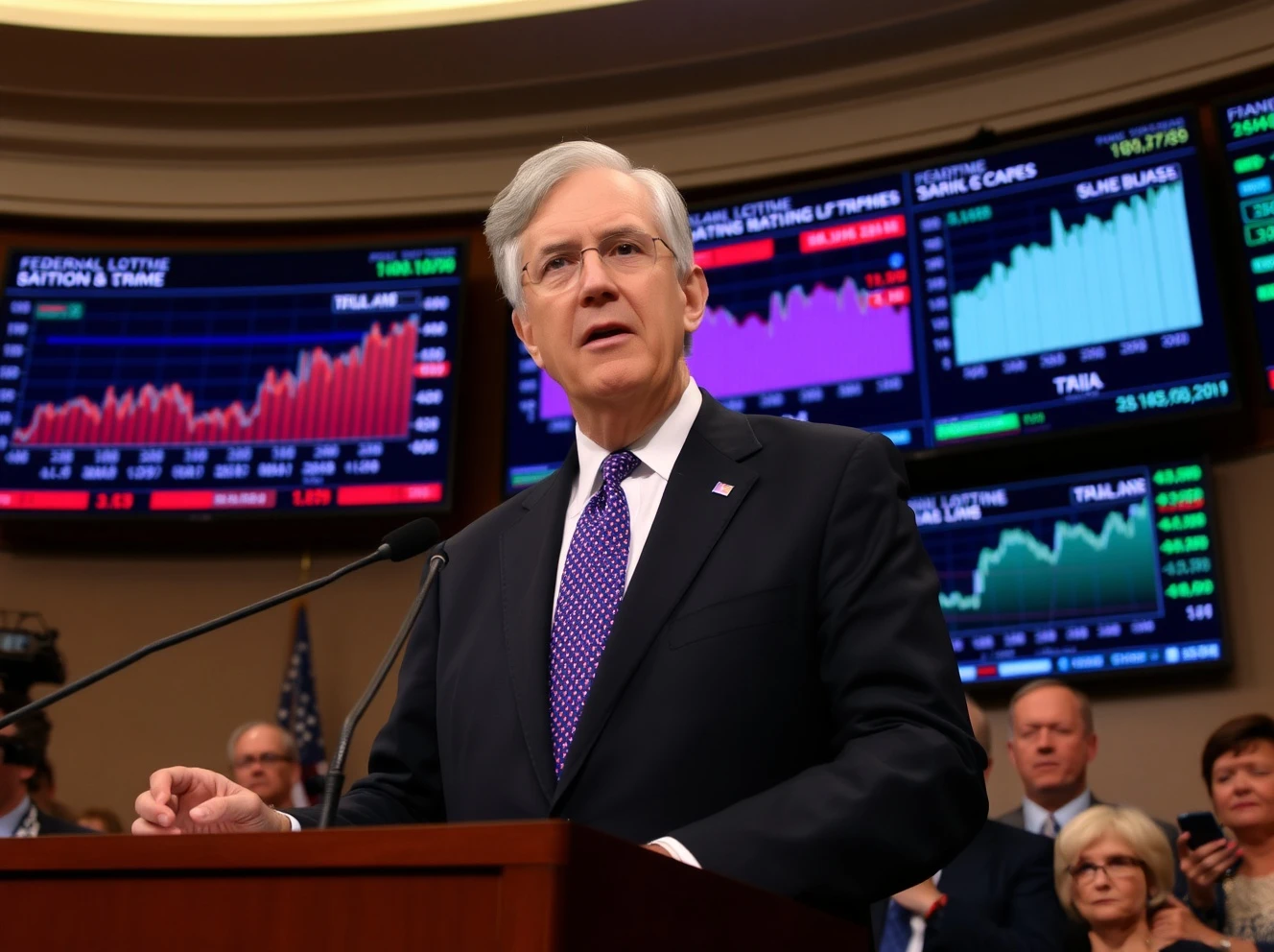 Jerome Powell discussing tariffs and inflation during Federal Reserve economic briefing