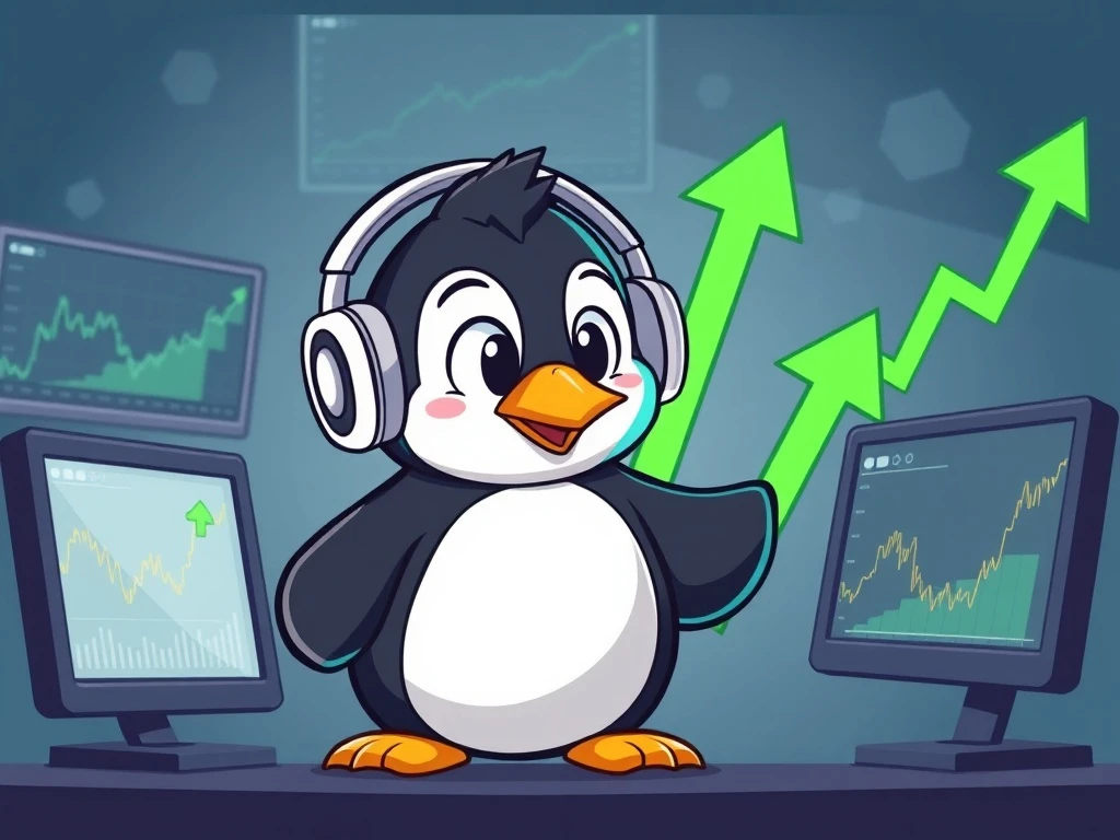 Pudgy Penguins cryptocurrency token showing bullish breakout pattern on trading chart analysis