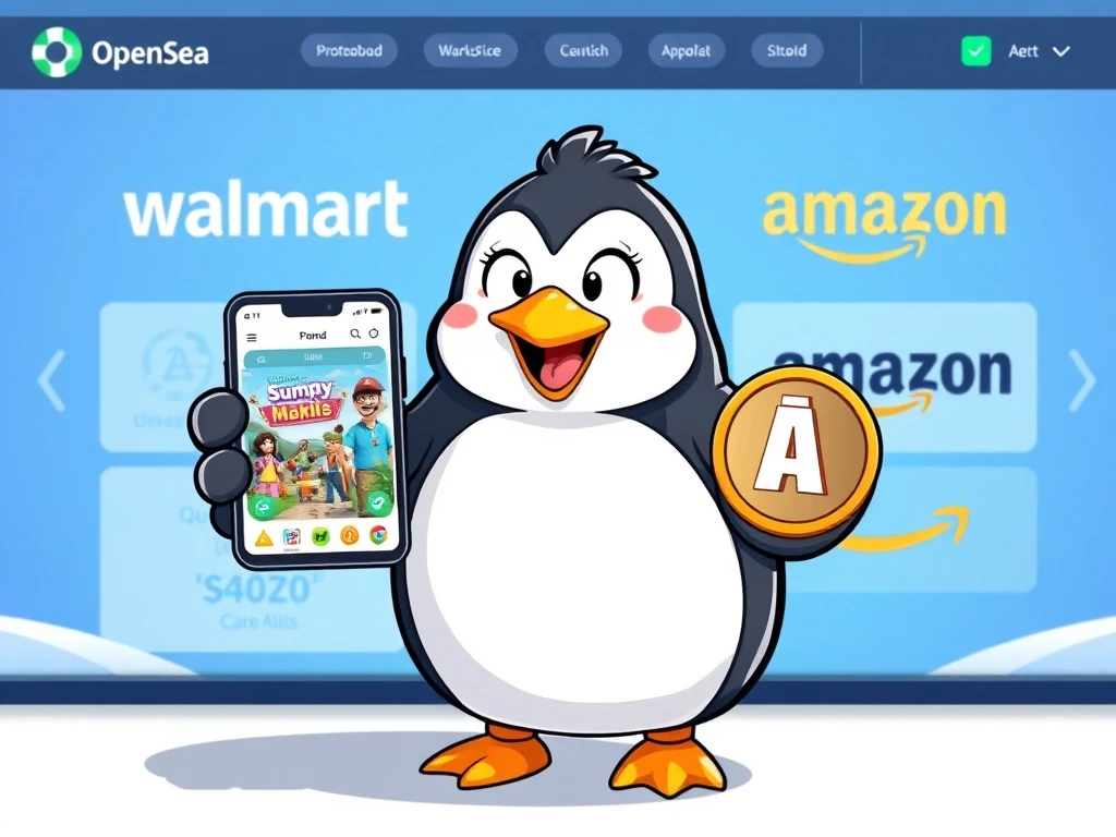 Pudgy Penguins NFT character showcasing OpenSea marketplace integration and mobile gaming success