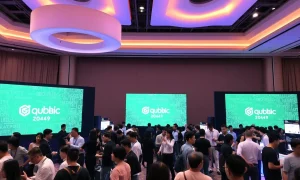 Qubic blockchain presentation at Token 2049 Singapore conference showcasing high-performance technology