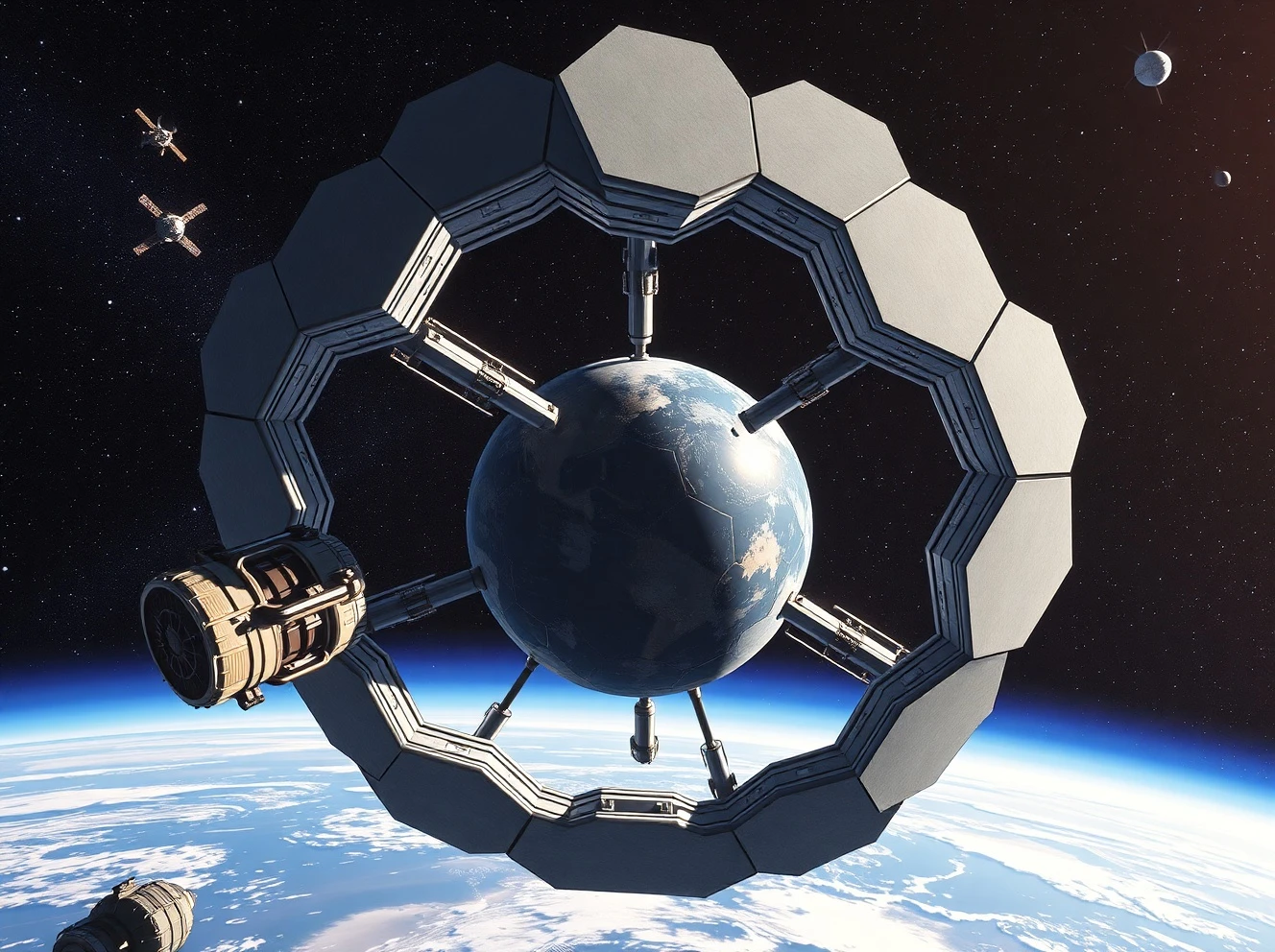 Autonomous modular tiles assembling reconfigurable space infrastructure in orbit