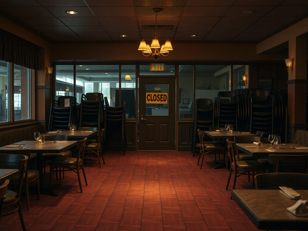 Restaurant chain closures show empty dining room with single remaining location operational