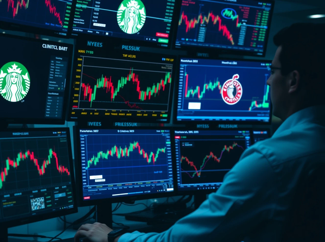 Expert analysis of restaurant stocks investment strategies for Starbucks and Chipotle showing financial charts