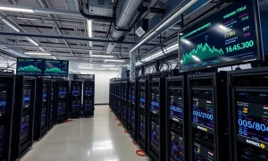 Riot Platforms Bitcoin mining facility showing advanced technology and renewable energy integration for optimal cryptocurrency production