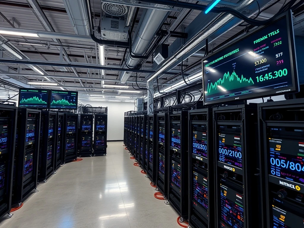 Riot Platforms Bitcoin mining facility showing advanced technology and renewable energy integration for optimal cryptocurrency production