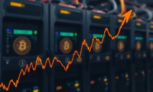 Riot Platforms shares performance chart showing decline amid Bitcoin mining challenges
