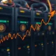 Riot Platforms shares performance chart showing decline amid Bitcoin mining challenges