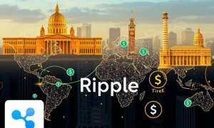 Ripple stablecoin transforming global financial infrastructure with digital currency flow between institutions