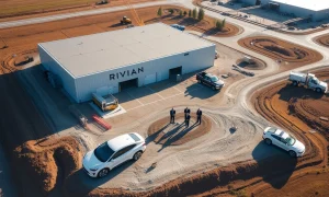 Rivian Georgia factory groundbreaking ceremony with executives and officials